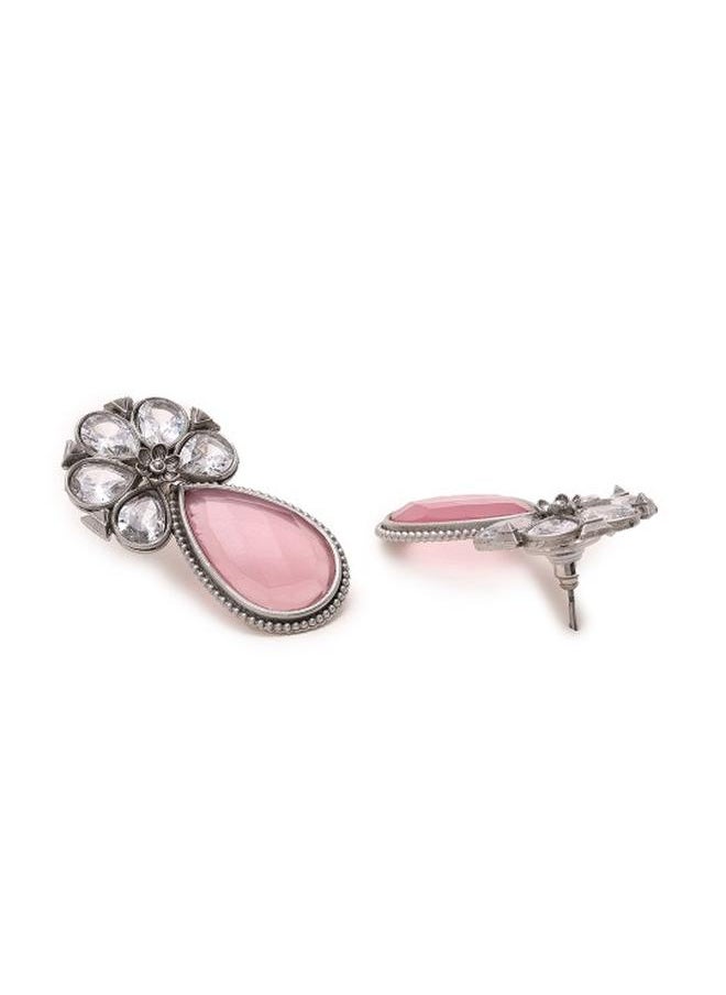 Priyaasi Elegant Women Pink Brass Earrings with pattern and secured with Post and Back closure and styled in ideal for Ethnic moments — perfect for fashion-forward occasions.  - Image 4