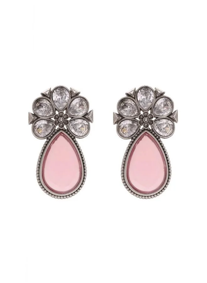Priyaasi Elegant Women Pink Brass Earrings with pattern and secured with Post and Back closure and styled in ideal for Ethnic moments — perfect for fashion-forward occasions.