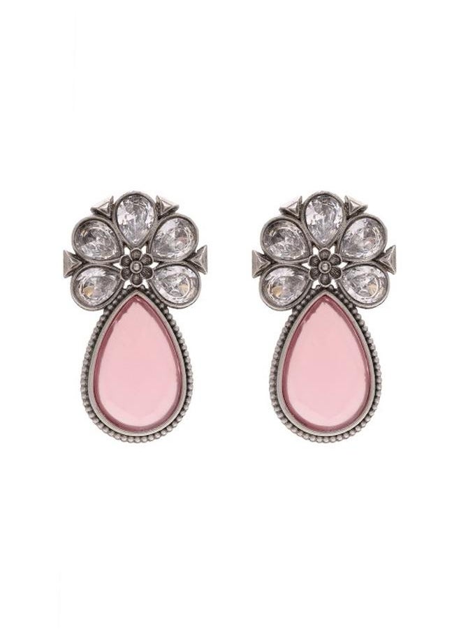 Priyaasi Elegant Women Pink Brass Earrings with pattern and secured with Post and Back closure and styled in ideal for Ethnic moments — perfect for fashion-forward occasions.  - Image 3