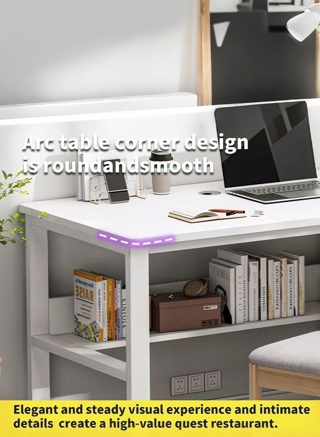 DESINO Computer Desk with 3 Drawers, 140x50cm Home Office Desks and Industrial PC Desk with Storage, Rustic Study Writing Table Workstation for Small, white - Image 2