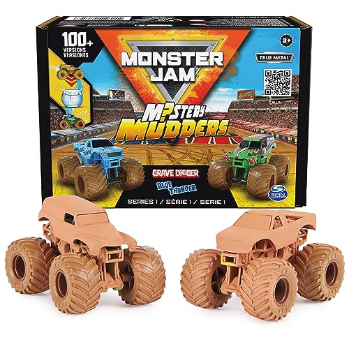 Monster Jam, Mystery Mudders 2-Pack Monster Trucks, Official 1:64 Die-Cast Vehicles, Wash to Reveal (Styles Will Vary), Kids Toys for Boys 3 and Up - Image 1