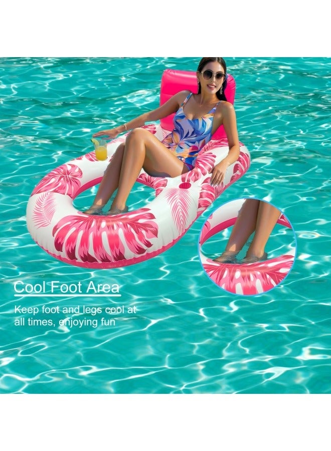GGEROU Pool Float with backrest and 2 Cup Holders Pool Floaties Large Floating Chair Water Floaties for Adults Inflatable Lounger Pool Floats Raft Red - Image 4