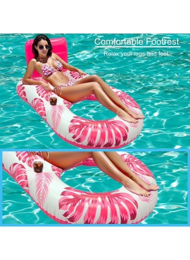 GGEROU Pool Float with backrest and 2 Cup Holders Pool Floaties Large Floating Chair Water Floaties for Adults Inflatable Lounger Pool Floats Raft Red - Image 5