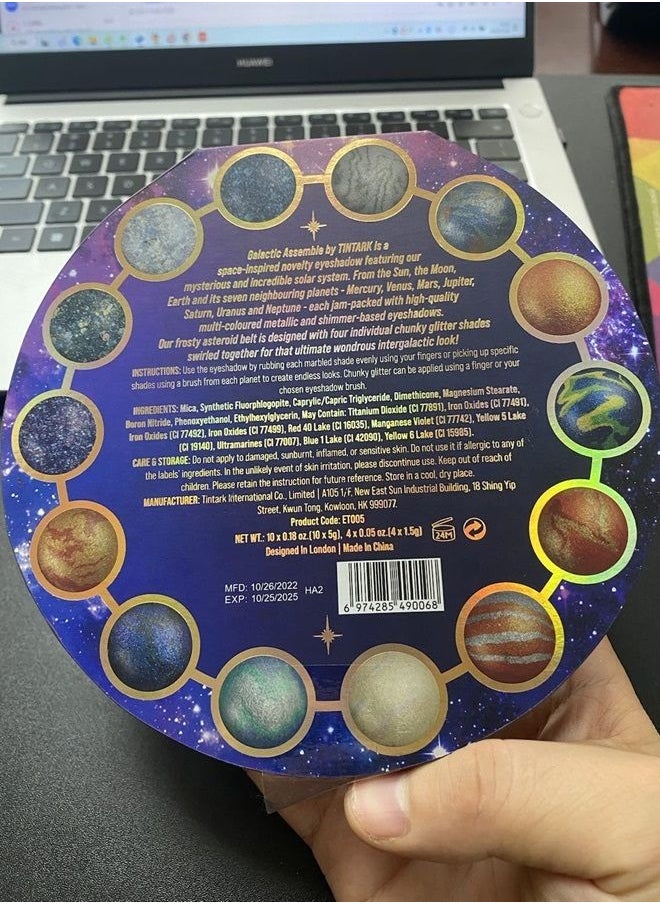 Tintark - Galactic Assemble Eyeshadow Palette 14 Colors Metallic Shimmer Glitter Eye Shadow Pallet Highly Pigmented Galaxy Eye Makeup Palette Create Space-like Eye Looks Vegan & Talc Free - Image 1