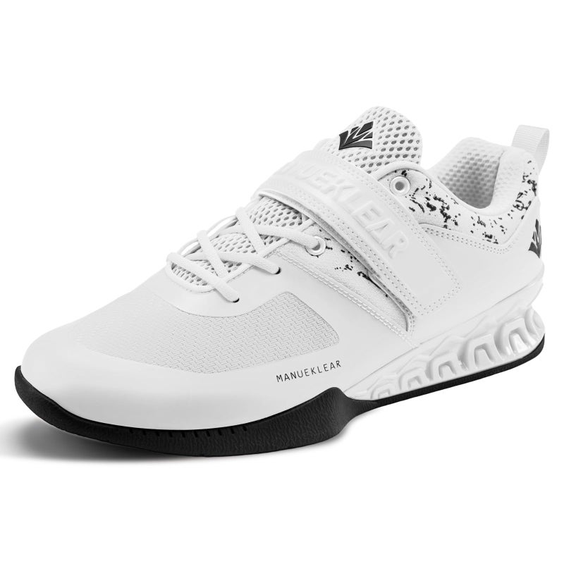 M MANUEKLEAR MANUEKLEAR Weight Lifting Shoes Men Professional Training Weightlifting Shoes Squat Shoes for Powerlifting with Rubber NonSlip Sole Bright White - Image 3
