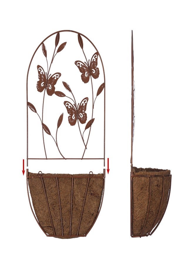 BAYN 2PK Wall Hanging Planter Decor Art with Butterfly, Metal Wall Mounted Planters Indoor Outdoor Wall Planter for Succulent Herb Home Garden Yard - Image 4