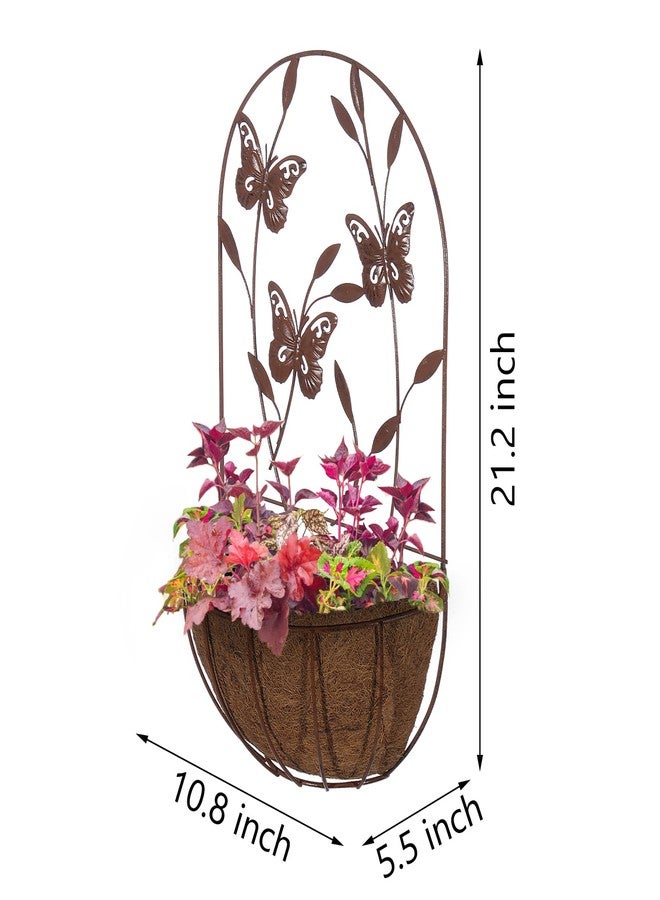 BAYN 2PK Wall Hanging Planter Decor Art with Butterfly, Metal Wall Mounted Planters Indoor Outdoor Wall Planter for Succulent Herb Home Garden Yard - Image 3