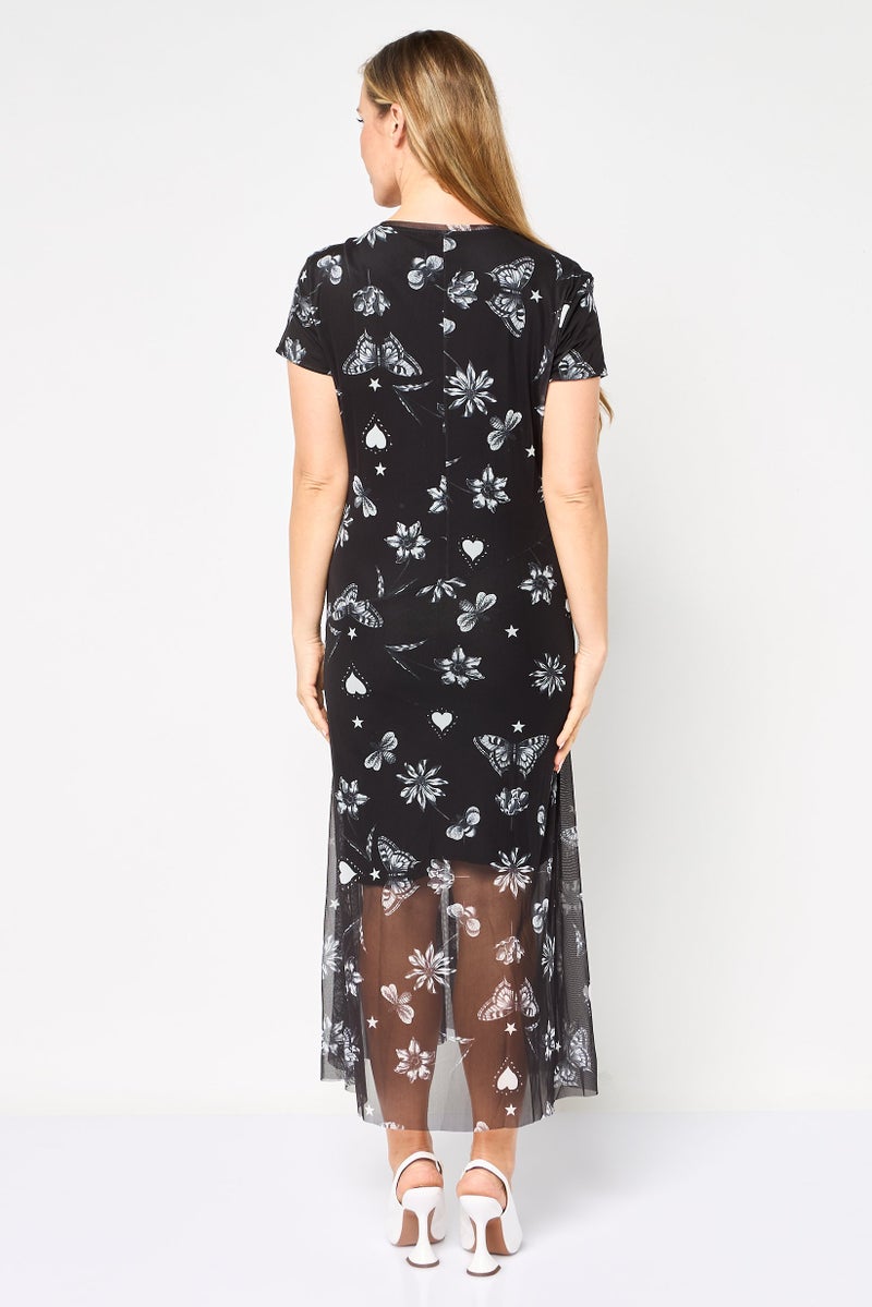 DESIGUAL Women Allover Print Midi Dress, Black - Image 4