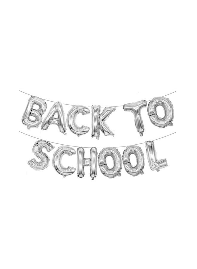 Toy Land Back to School Foil Balloon Banner Set 16 Inch Silver Letter Balloons| Party Decoration for School Welcome, Classroom & First Day Celebration-Silver - Image 2