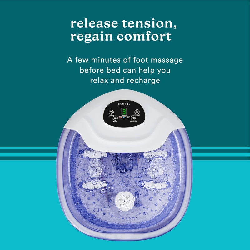 HoMedics حمام القدم هوميدكس مع تعزيز الحرارة ومجموعة ملح النقع، 4 أسطوانات تدليك مهدئة، تحكم باللمس، واقي من الرش، فقاعات، تدليك بالاهتزاز، موزع ملح الحمام، شاشة LED - Image 3