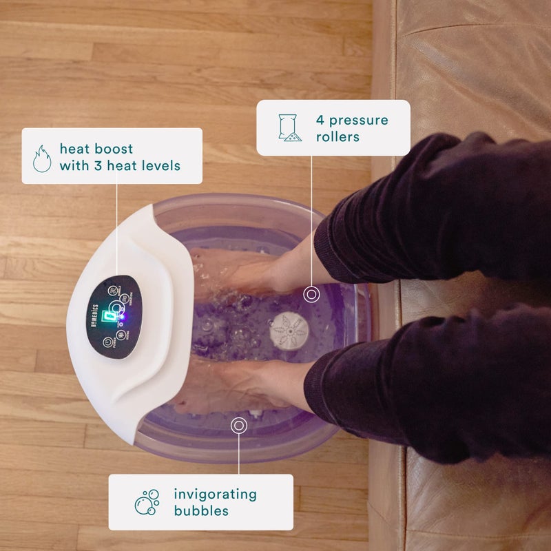 HoMedics حمام القدم هوميدكس مع تعزيز الحرارة ومجموعة ملح النقع، 4 أسطوانات تدليك مهدئة، تحكم باللمس، واقي من الرش، فقاعات، تدليك بالاهتزاز، موزع ملح الحمام، شاشة LED - Image 2