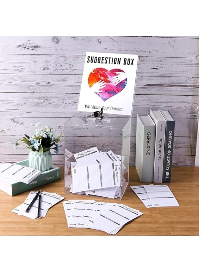 VITION Acrylic Tip Box with Key Lock and Sign Holder for Restaurant Hotels (Size, 25x20x15cm) Clear - Image 3