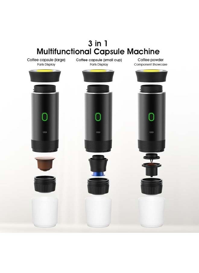L&E Portable Electric Espresso Machine with 3-5 Min Self-Heating, Mini Car Travel Coffee Maker with 8500mAh Battery, Compatible with Ground Coffee & NS Capsule for Home, Office (Black)  - Image 2