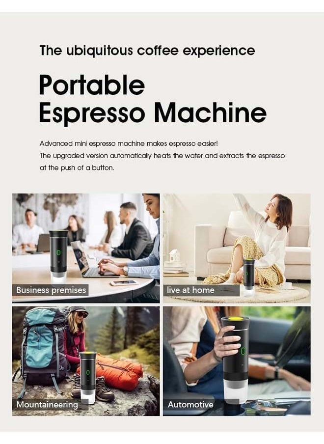 L&E Portable Electric Espresso Machine with 3-5 Min Self-Heating, Mini Car Travel Coffee Maker with 8500mAh Battery, Compatible with Ground Coffee & NS Capsule for Home, Office (Black)  - Image 5