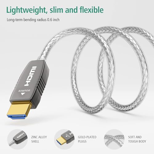RUIPRO Crystal 8K HDMI Ultra High Speed Latest 2.1b Certified Fiber Optic Cable 25 feet 8K60Hz 4K120Hz 48Gbps eARC HDR HDCP2.3 for RTX4080/4090/3080/3090 Xbox PS5 AVR Projector LG/Samsung/Sony - Image 5