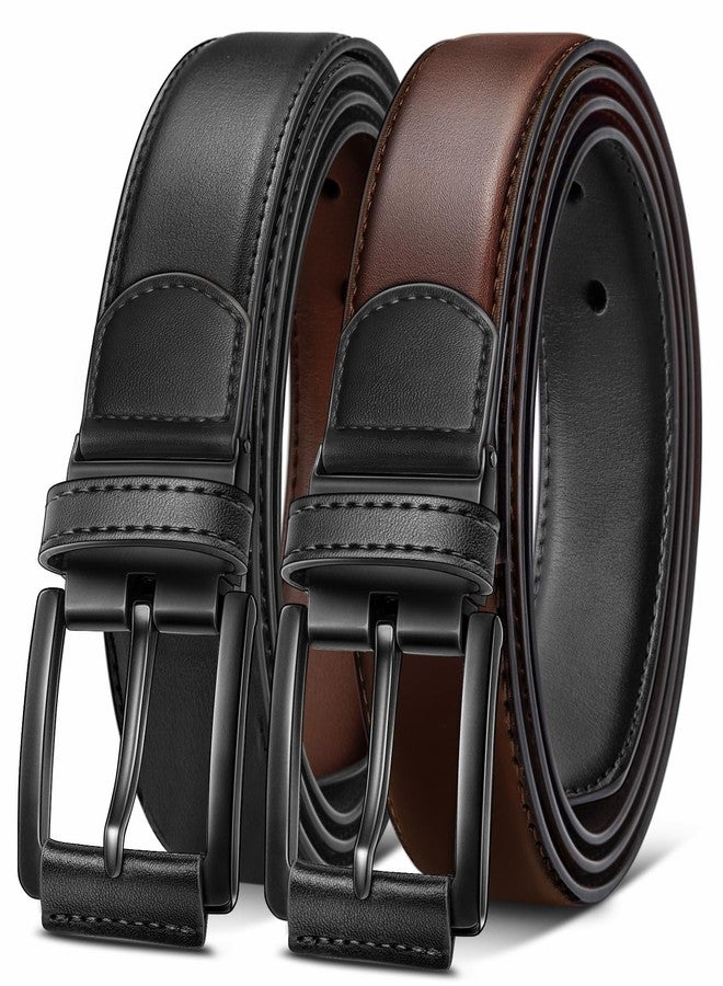 KEMISANT Men Reversible Belt-Leather Belt for Men Dress Casual Jeans 1 3/8",One Reverse For 2 Sides(Black/Retro Red Brown,34"-36" Waist Adjustable) - Image 1