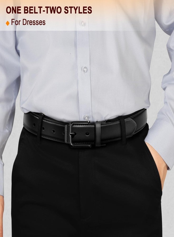 KEMISANT Men Reversible Belt-Leather Belt for Men Dress Casual Jeans 1 3/8",One Reverse For 2 Sides(Black/Retro Red Brown,34"-36" Waist Adjustable) - Image 5