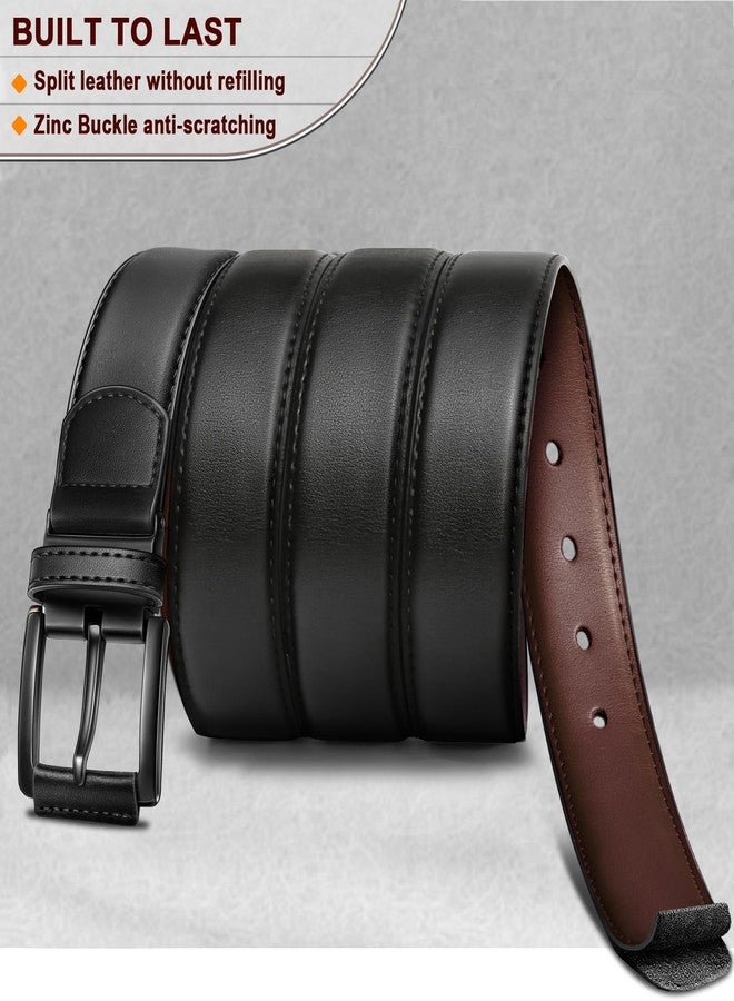 KEMISANT Men Reversible Belt-Leather Belt for Men Dress Casual Jeans 1 3/8",One Reverse For 2 Sides(Black/Retro Red Brown,34"-36" Waist Adjustable) - Image 4