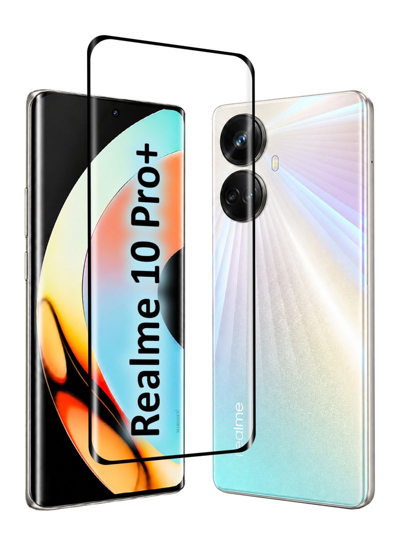 CATANES 3D Curved Tempered Glass Screen Protector for Realme 10 Pro Plus – Full Coverage Premium Display Guard Film with Black Silk Edge Border, 9H Hardness, Anti-Scratch and Bubble-Free Clear Glass - Image 2