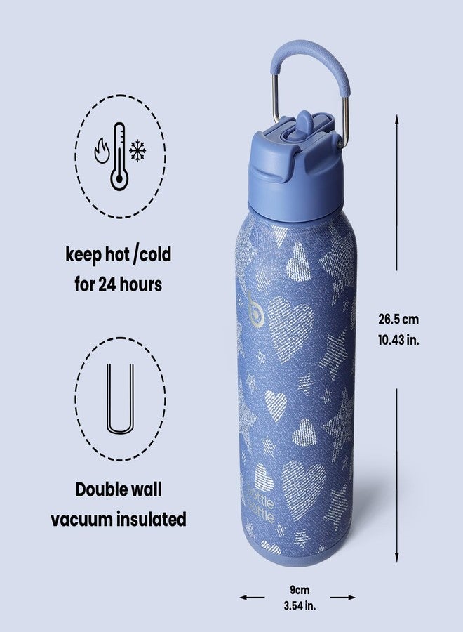 bottle bottle زجاجة ماء معزولة من BOTTLE BOTTLE، سعة 950 مل (32 أونصة)، مصنوعة من الفولاذ المقاوم للصدأ، زجاجات مياه رياضية مزودة بماصة وغطاء مزدوج الاستخدام، تصميم قارورة للشرب مناسبة للصالة الرياضية مع علبة حبوب (جينز بيتس) - Image 5