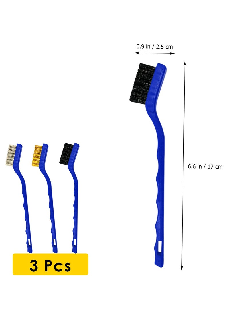 موب مجموعة فرش تنظيف السيارة أدوات متعددة الاستخدامات للتنظيف الخارجي الداخلي، 3 قطع فرشاة شعيرات نحاسية من النايلون الصلب 17 سم × 2.5 سم - Image 4