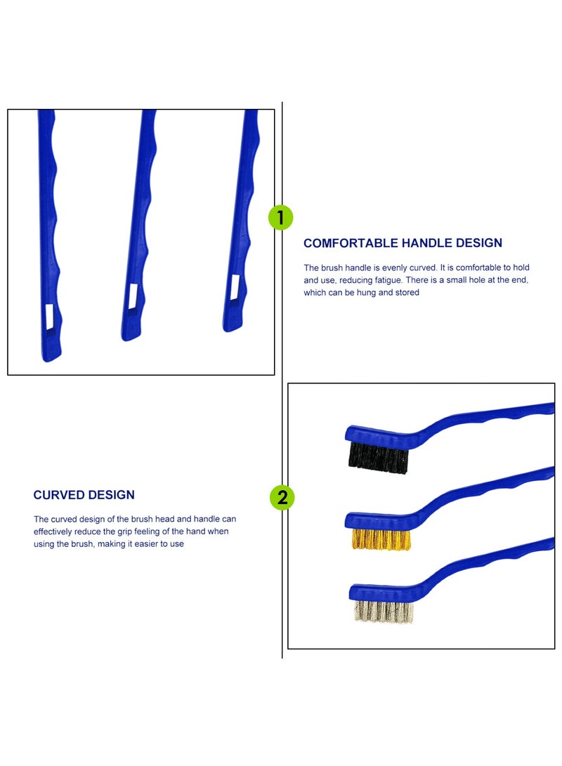 موب مجموعة فرش تنظيف السيارة أدوات متعددة الاستخدامات للتنظيف الخارجي الداخلي، 3 قطع فرشاة شعيرات نحاسية من النايلون الصلب 17 سم × 2.5 سم - Image 5
