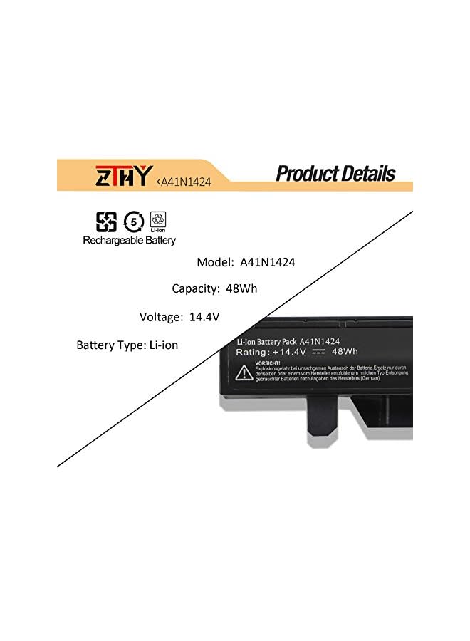 ZTHY 48Wh 14.4V A41N1424 Laptop Battery For Asus Rog Gl552Vw Gl552Jx Gl552J Gl552 Zx50 Gl552V Zx50Jx Zx50J Zx50Vw Zx50V Gl552Jw Gl552Vx X55Lm2H Gl552Vw-Dh71 Gl552Vw-Dh74 Fx-Plus Fx-Pro Series - Image 2