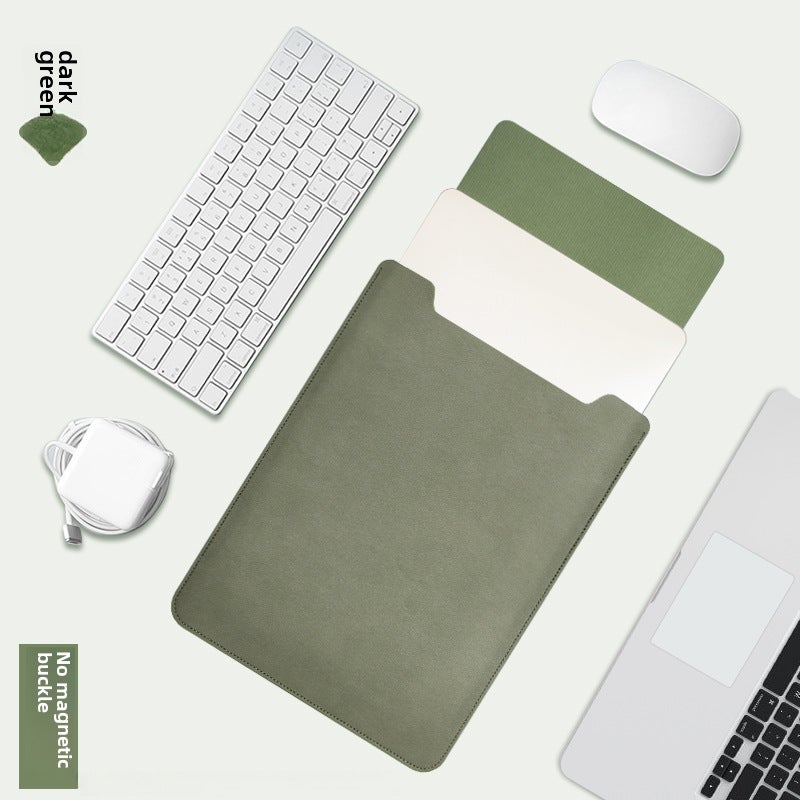 Non-Magnetic MacBook Sleeve Ultra-thin PU Case Green [liner bag]]