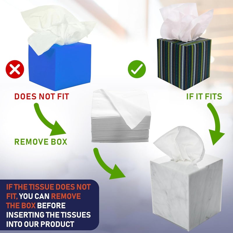 Dasher Products Acrylic Tissue Box Holder, Square Dispenser for Facial Tissues, Napkins, and Dryer Sheets. Perfect for Bathrooms, Desks, Countertops, Vanities, Bedrooms, and Nightstands (Square, Marble) - Image 5
