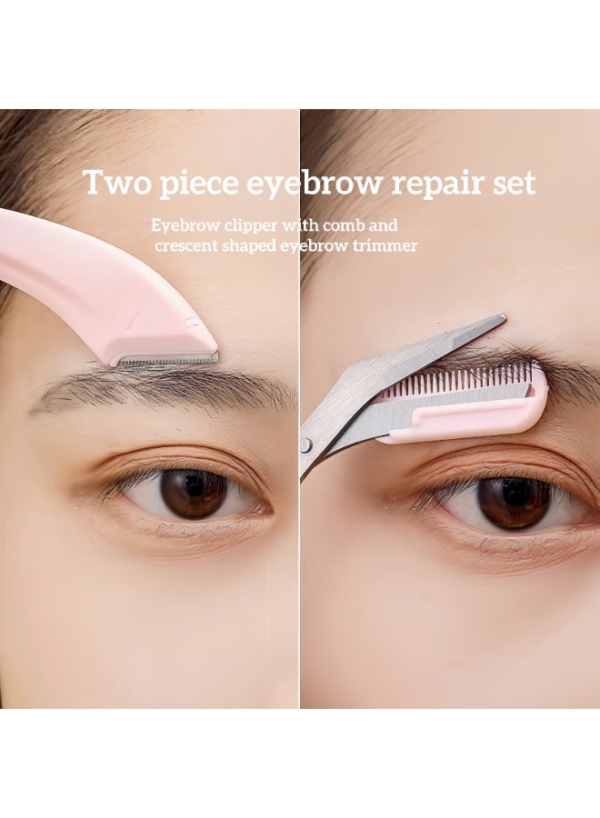 Generic 2-piece portable eyebrow crescent shaving knife, anti scratch eyebrow shaving knife, beginner's toolkit, complete set of beauty slicing, beard knife, facial shaving knife  - Image 3