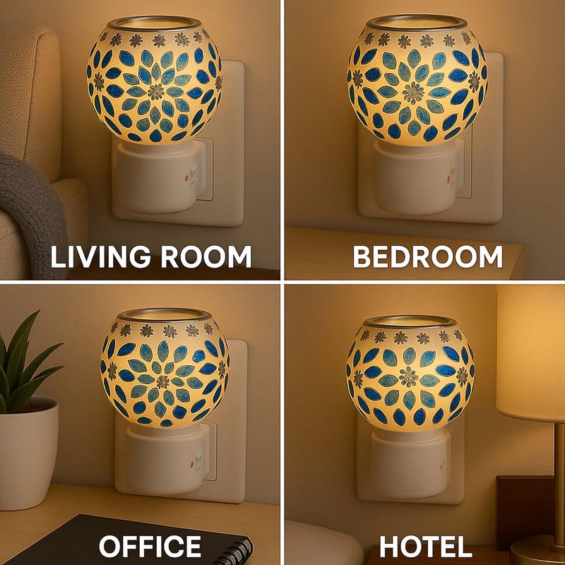 FAME ADDA جهاز بخور كهربائي كابور داني / زيت عطر بخور عود / موقد بخور / معطر جو للمنزل / مصباح ليلي للمكتب / زر تشغيل / إيقاف للتسخين - Image 4