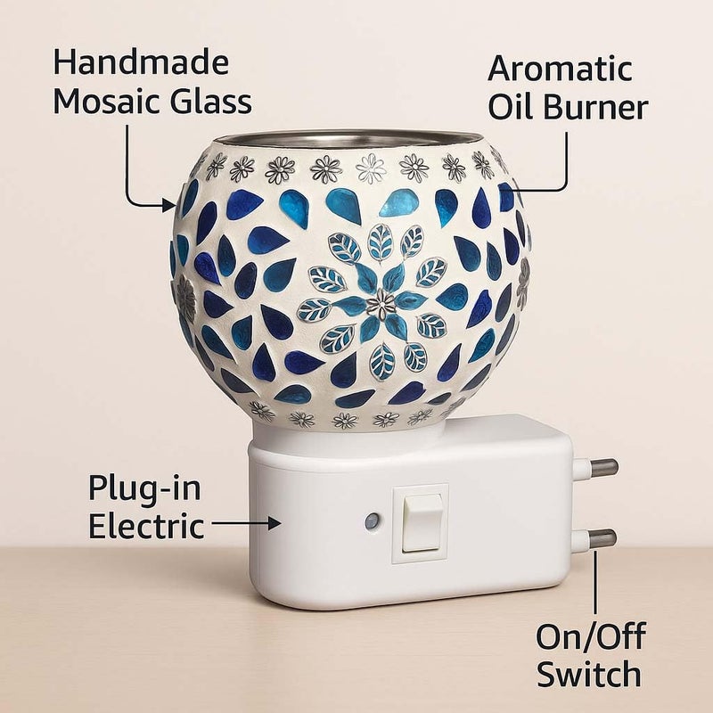 FAME ADDA جهاز بخور كهربائي كابور داني / زيت عطر بخور عود / موقد بخور / معطر جو للمنزل / مصباح ليلي للمكتب / زر تشغيل / إيقاف للتسخين - Image 5