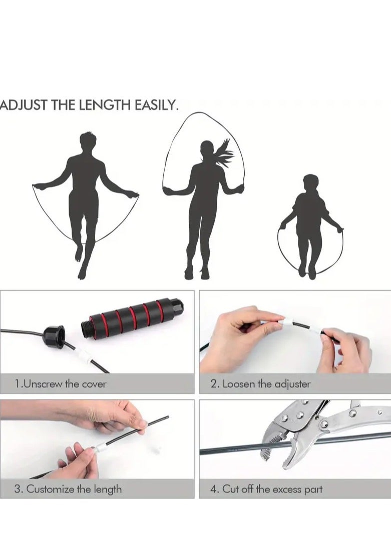 Spall Adjustable Speed Heavy Weighted Steel Wire Exercise Skipping Jump Rope|Heavy Skipping Rope PVC Weighted Speed Exercise Jump Rope Breathing Handle 360 Degree rotation  - Image 5
