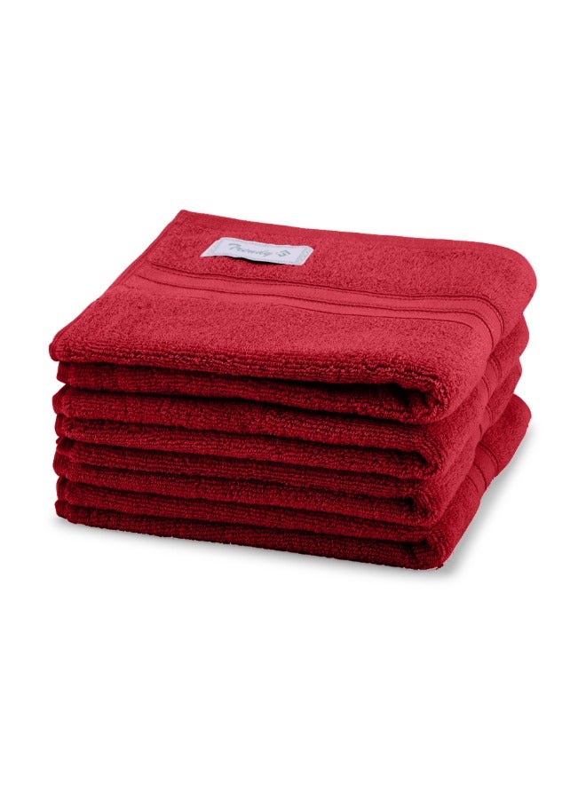 BYFT Home Trendy (Red) Premium Cotton Hand Towel (50X90 Cm-Set Of 1) Highly Absorbent, High Quality Bath Linen With Striped Dobby 550 Gsm - Image 4