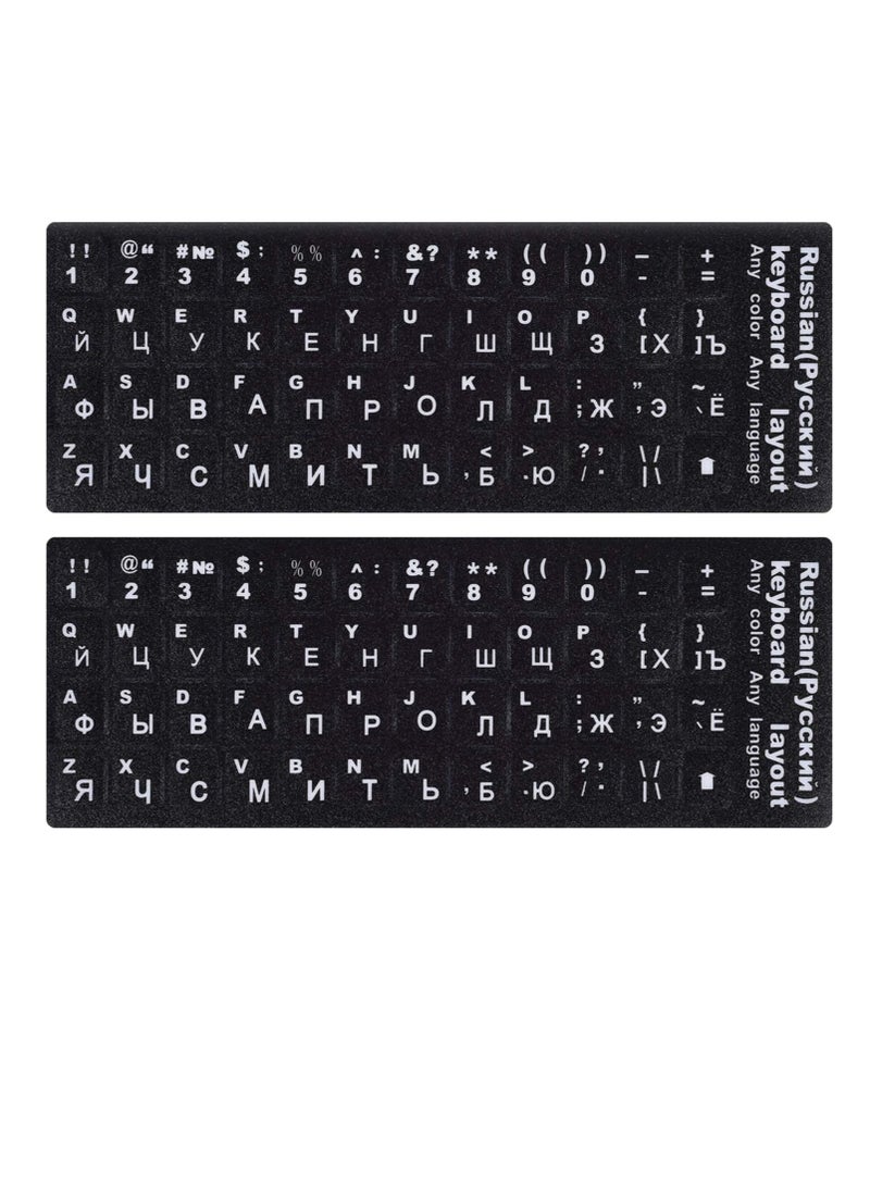 Generic - Russian Keyboard Stickers(2PACK), Russian-Englsih Keyboard Letters Replacement Stickers White Font Black Background for PC Computer Laptop Notebook Desktop, Cyrillic Keyboard Alphabet Stickers - Image 1