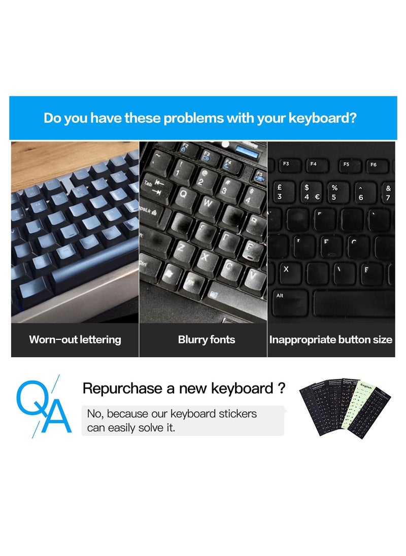 Generic - Russian Keyboard Stickers(2PACK), Russian-Englsih Keyboard Letters Replacement Stickers White Font Black Background for PC Computer Laptop Notebook Desktop, Cyrillic Keyboard Alphabet Stickers - Image 1