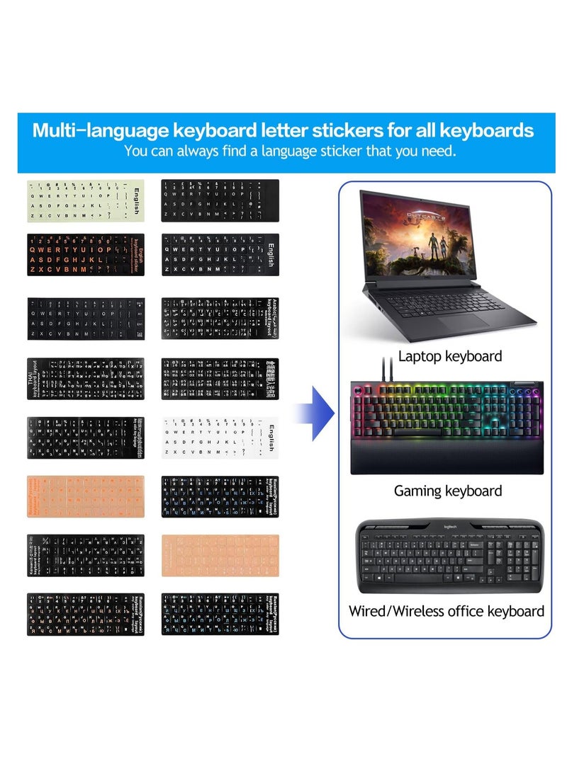 Generic - Russian Keyboard Stickers(2PACK), Russian-Englsih Keyboard Letters Replacement Stickers White Font Black Background for PC Computer Laptop Notebook Desktop, Cyrillic Keyboard Alphabet Stickers - Image 1