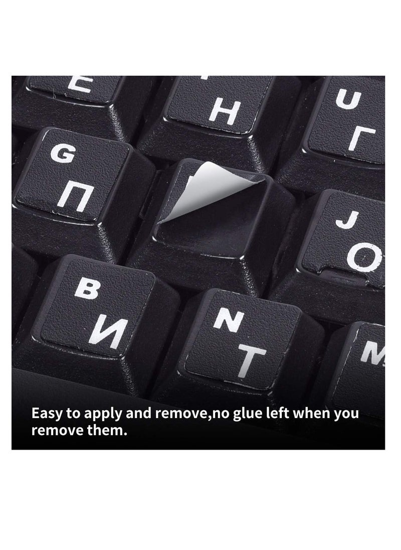 Generic - Russian Keyboard Stickers(2PACK), Russian-Englsih Keyboard Letters Replacement Stickers White Font Black Background for PC Computer Laptop Notebook Desktop, Cyrillic Keyboard Alphabet Stickers - Image 1
