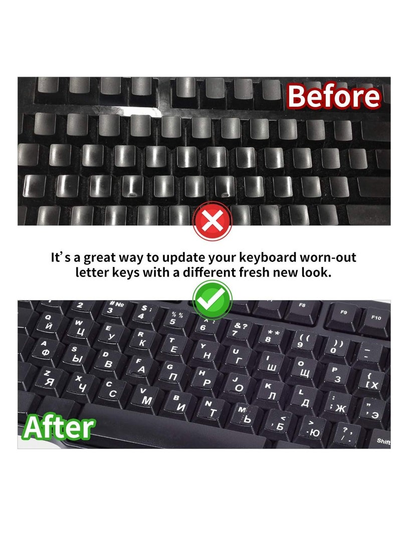 Generic - Russian Keyboard Stickers(2PACK), Russian-Englsih Keyboard Letters Replacement Stickers White Font Black Background for PC Computer Laptop Notebook Desktop, Cyrillic Keyboard Alphabet Stickers - Image 1