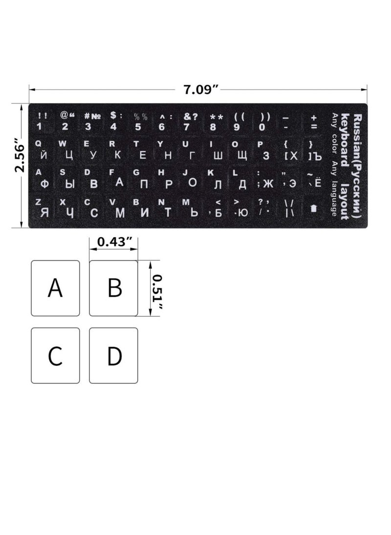 Generic - Russian Keyboard Stickers(2PACK), Russian-Englsih Keyboard Letters Replacement Stickers White Font Black Background for PC Computer Laptop Notebook Desktop, Cyrillic Keyboard Alphabet Stickers - Image 1