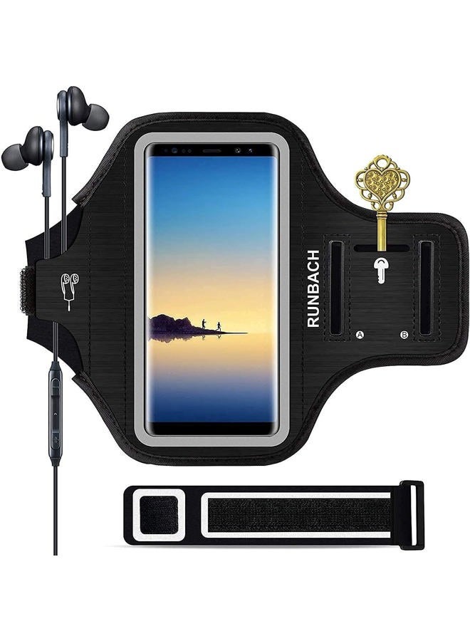 RUNBACH Armband for Galaxy Note 20/10+/9/8,Sweatproof Running Exercise Bag with Fingerprint Touch/Key Holder and Card Slot for Galaxy Note 20/10+/9/8(Black) - Image 1