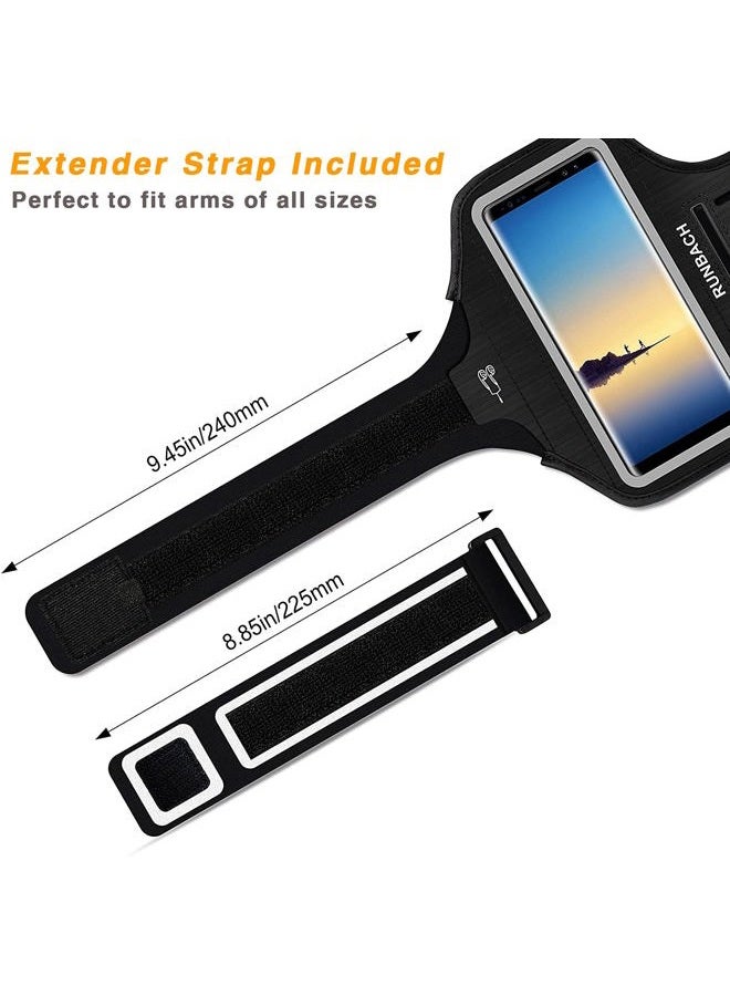 RUNBACH Armband for Galaxy Note 20/10+/9/8,Sweatproof Running Exercise Bag with Fingerprint Touch/Key Holder and Card Slot for Galaxy Note 20/10+/9/8(Black) - Image 2