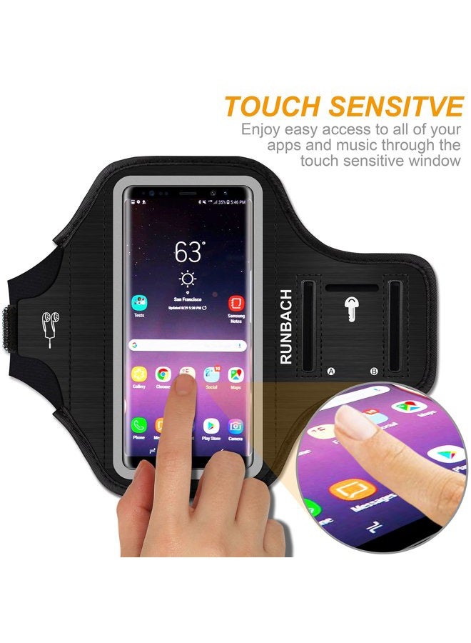 RUNBACH Armband for Galaxy Note 20/10+/9/8,Sweatproof Running Exercise Bag with Fingerprint Touch/Key Holder and Card Slot for Galaxy Note 20/10+/9/8(Black) - Image 3