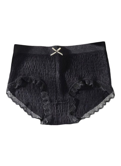 Breathable Lace Seamless Briefs Black
