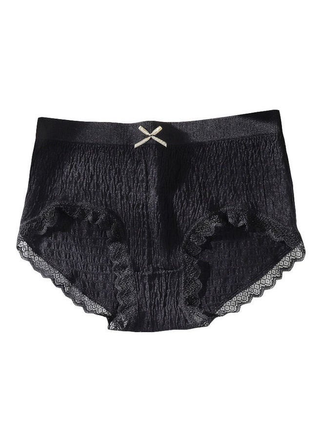 NIBEMINENT Breathable Lace Seamless Briefs Black  - Image 1