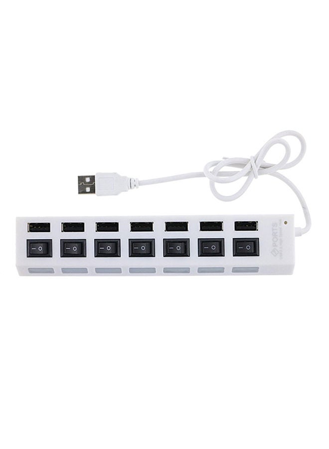 Loquat 7-Port USB 2.0 Hub With On/Off White