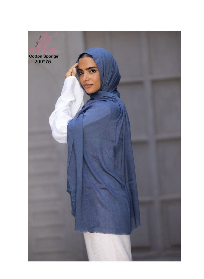 ايل طرحة و وشاح حجاب إسلامي قطن اسبونج فاخر من القطن للنساء للمناسبات والأيام العادية - مقاس (200 سم × 75 سم) 