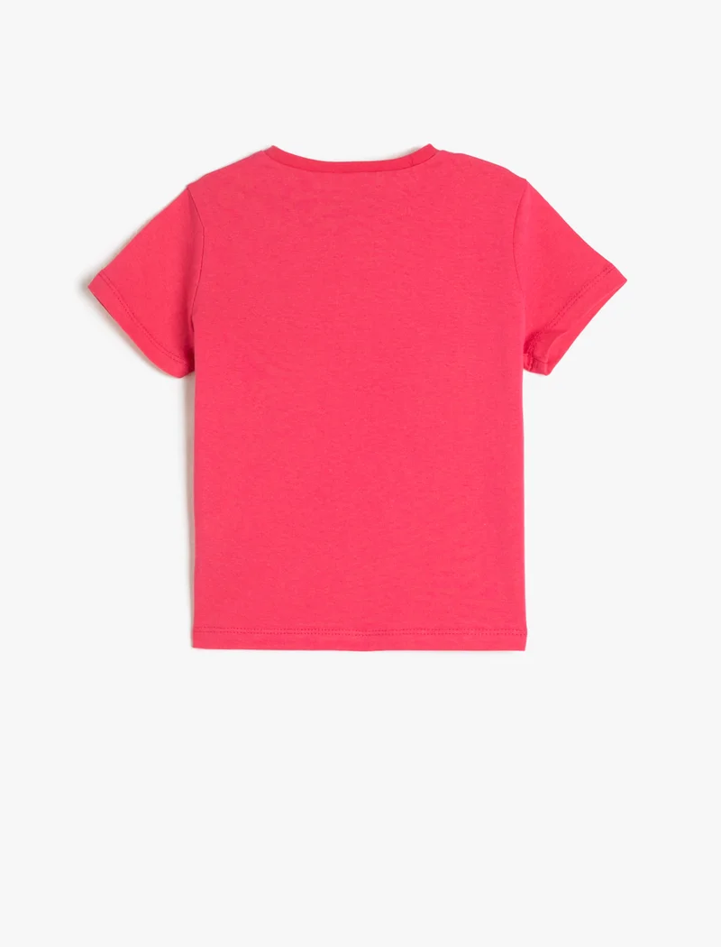 كوتون T-Shirt Short Sleeve Unicorn Printed Crew Neck Cotton