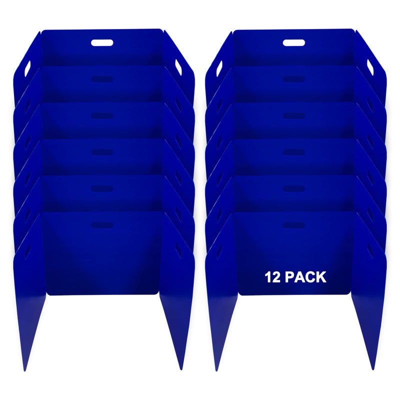 Privacy Shields 12 Pack Blue Durable Easy Carry Plastic Desk DividersEasy to Disinfect Classroom DividersPortable DividerReusable Privacy Divider