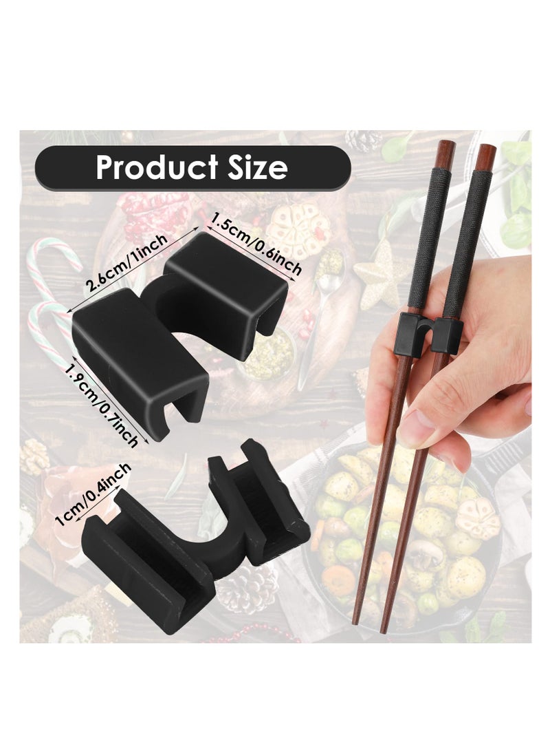 سونسر 6 قطع من عيدان تناول الطعام القابلة لإعادة الاستخدام، عيدان تناول الطعام القابلة لإعادة الاستخدام، عيدان تناول الطعام التدريبية للبالغين، المبتدئين، المدربين أو المتعلمين (أسود) - Image 2